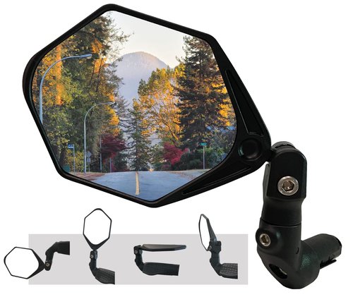 Hafny NEW Bar End E-Bike Mirror, Large Surface Handlebar Bike Mirror, HD Automotive Grade Glass Bicycle Mirror, Safe Blast-Resistance Cycling Mirror (HF-M904-FR08) (Anti-glare Blue Glass)