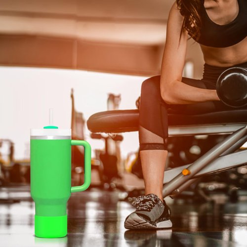 Linkidea 2 Pack Water Bottle Boot Compatible with Stanley Quencher H2.0 20oz/30oz/40oz, IceFlow Flip 20oz/30oz Tumbler, Silicone Bottle Bottom Sleeve Cover Bumper Protector (Neon Green)