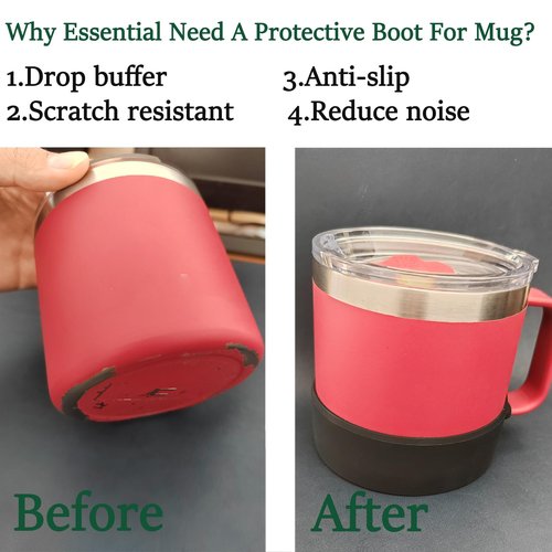 Silicone Boot for YETI Rambler 14 oz Mug Bottom Protector | Anti-Slip Sleeve for Yeti Coffee Mug 14oz Water Bottle Boot Pretective Cover (Black)