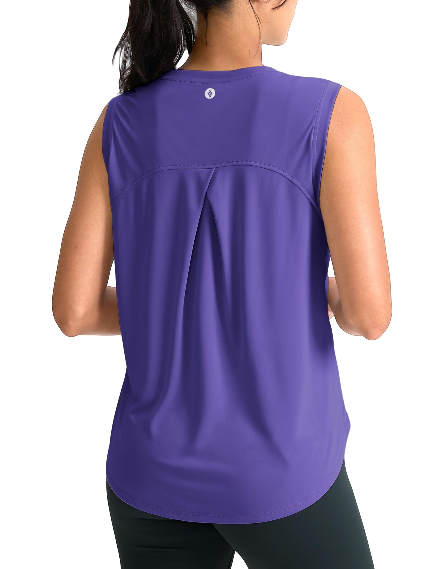 SANTINY Women's Sleeveless Workout Tops Breathable Lightweight Active Tennis Yoga Shirts Athletic Running Tank Tops for Women (Dark Purple_L)