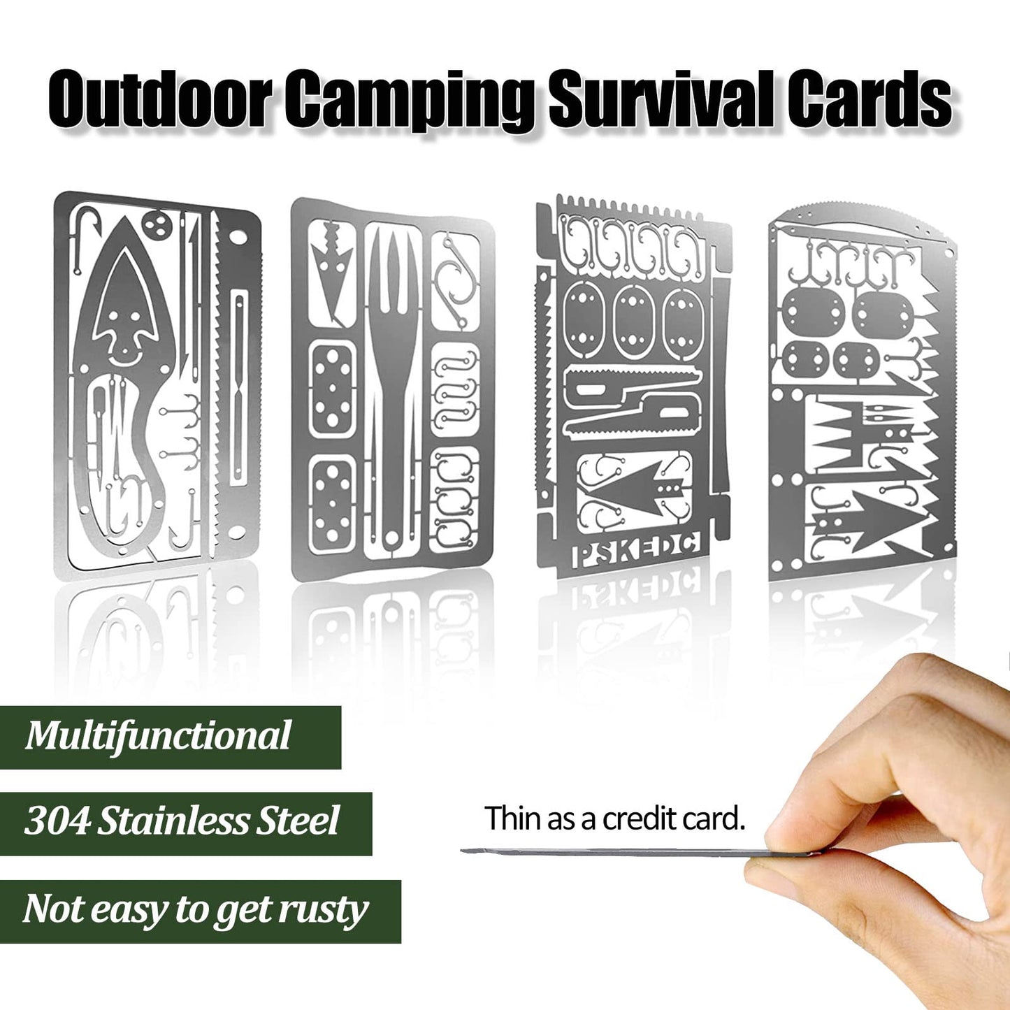 Hukado 9PCS Survival Card Multitool Camping Kit with Fishing Line Gear, Multipurpose Credit Card Wallet Portable Survival Tool with Felt Bag for Outdoor Fishing Hiking Hunting
