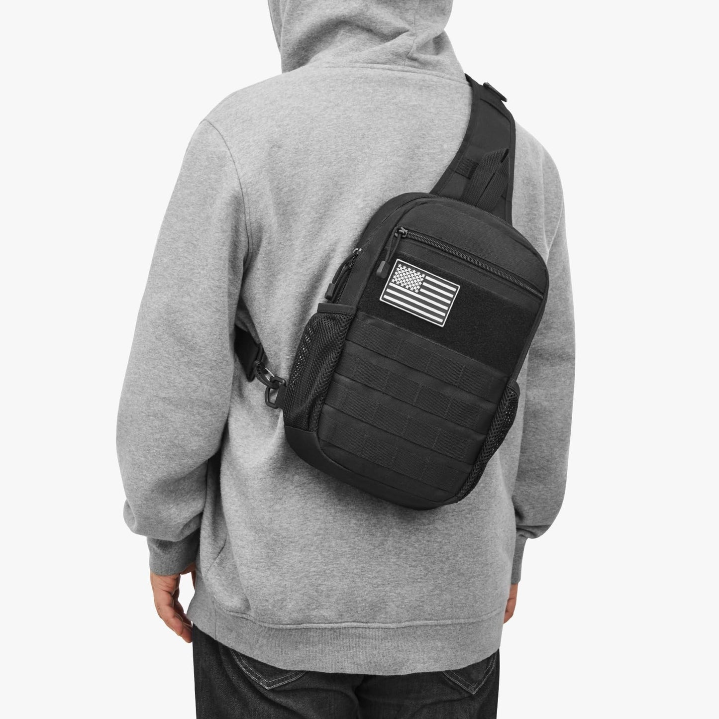 G4Free Tactical Sling Bag Backpack for Men,Military Durable Shoulder Pack Tactical Bag for Travel, Hiking, Outdoor Sports Black