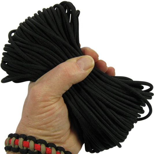 DakotaGear - Black 110ft. Mil-Spec 550 Paracord 100% Nylon 8 Strand Military..Over 600lbs Breaking Strength Survival Braided Parachute Cord Tent Camping Hiking Hunting Ropes Bracelets.