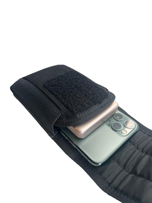 ESKI 1000D Cordura MOLLE Pouch Tactical Dual Phone Holder with Velcro Closure, Military-Grade Open-Top Phone Carrier for Belt Backpack Fits 6.7" cellphones or Cellphone+Power Bank
