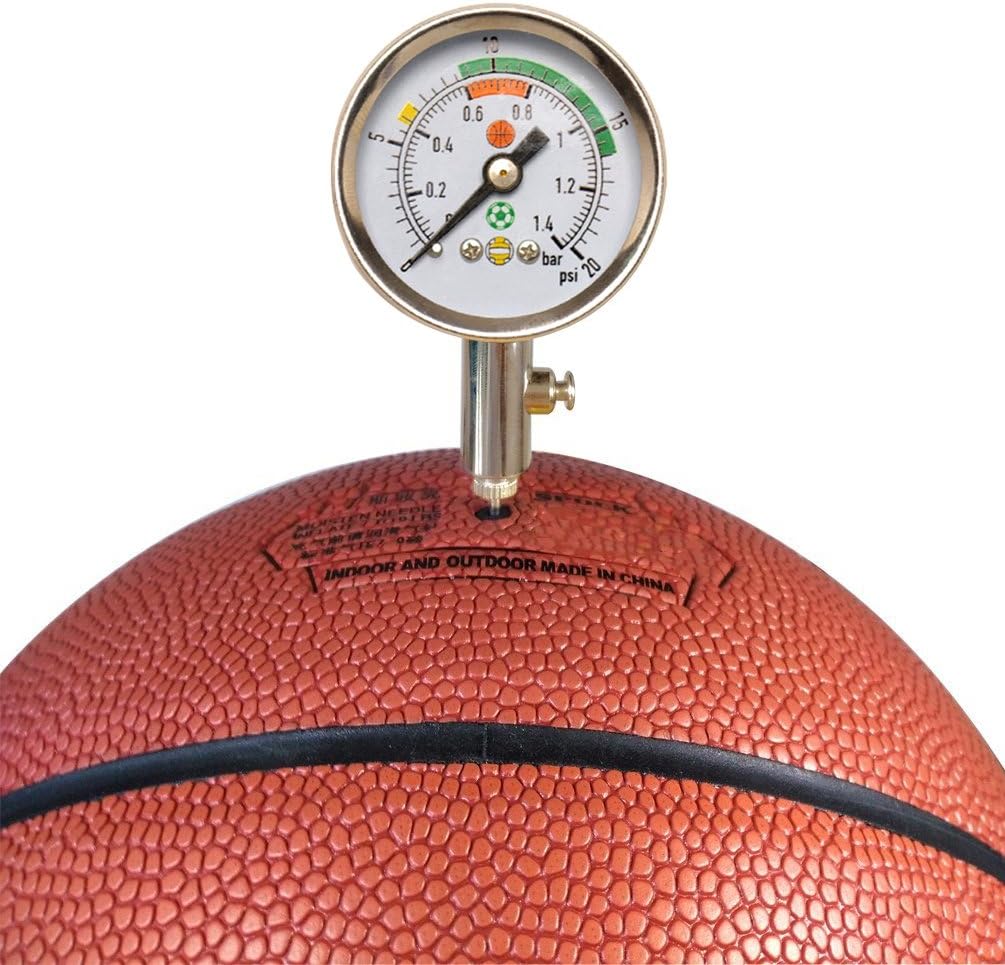Firelong Accurate Ball Pressure Gauge - Heavy Duty Metal Made, Test and Adjust Analog Gauge for Football, Soccer, Rugby, Basketball, Volleyball and Other Sports Balls