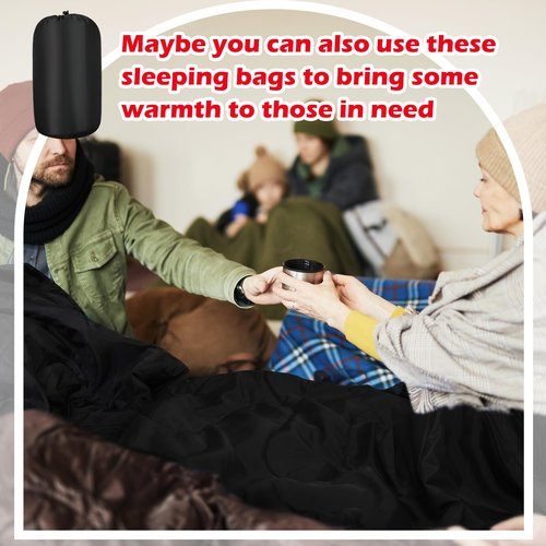 Macarrie 12 Pack Sleeping Bags for Adults Bulk Warm Cold Weather Kids Camping Sleeping Bag for Homeless Lightweight Waterproof Compression Sack for Backpacking Traveling Hiking Outdoor(Black)