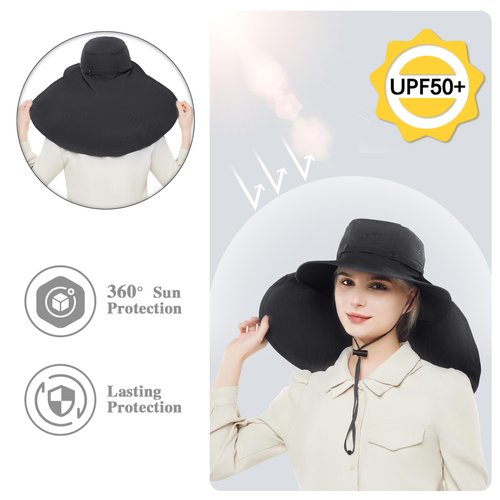Palmyth Head Net Hat, Sun Hat Safari Hat (Black)