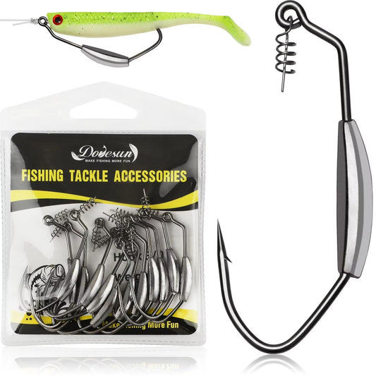 Dovesun 12PCS Weighted Swimbait Hooks Weighted Fishing Hooks Saltwater Freshwater Worm Weedless Hooks for Bass Fishing 3/0