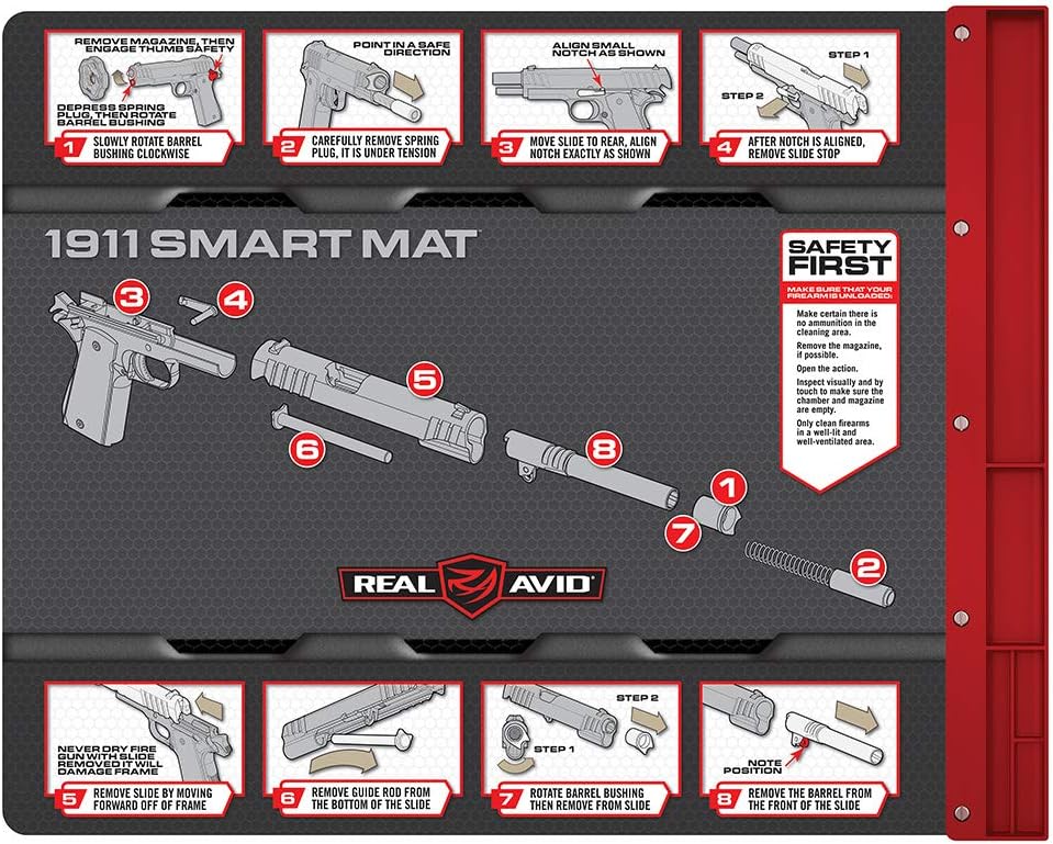 Real Avid Gun Cleaning Mat 19" x 16" with Magnetic Parts Tray | 1911, Glock, Smith & Wesson M&P or Sig Sauer P365 & P365XL (Choose Style Below)