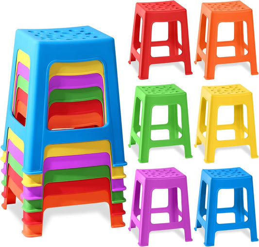 TURSTIN 6 Pack Stackable Classroom Stools Plastic Stools Nesting Stools Colorful Round Stools Indoor Outdoor Flexible Seating Decorative Stools Chairs for Home Office School Classroom