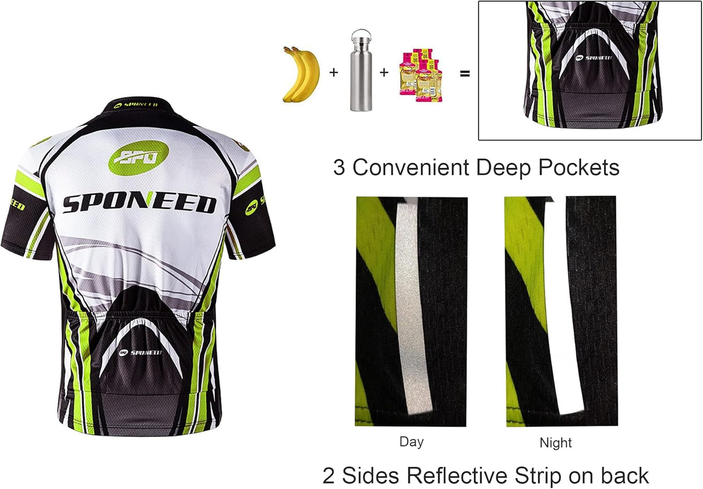sponeed Men's Cycling Jersey and Bib Short Suit Bicycle Wear Padded Bike Tights
