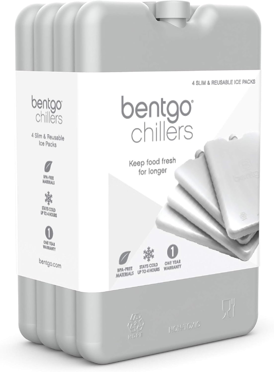 Bentgo Ice Lunch Chillers - Ultra-Thin Ice Packs Perfect for Everyday Use in Lunch Bags, Lunch Boxes and Coolers - 4 Pack (Blue)