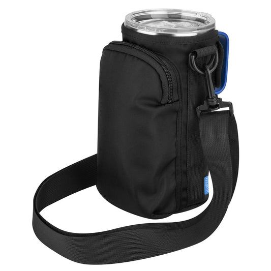 Xxerciz Water Bottle Carrier Bag for YETI Rambler 35 oz Straw Mug, Nylon Water Bottle Holder Pouch with Adjustable Strap and Phone Pocket, Tumbler Carrier Sling Bag for Outdoor Travelling Camping