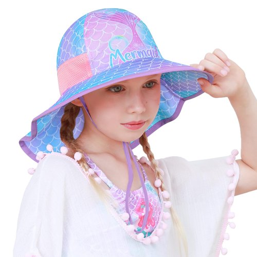Sun Hat for Kids Anti-UV Girls Boys Sun Hats Wide Brim UPF 50+ Sun Protection Beach Hat with Adjustable Chin Strap