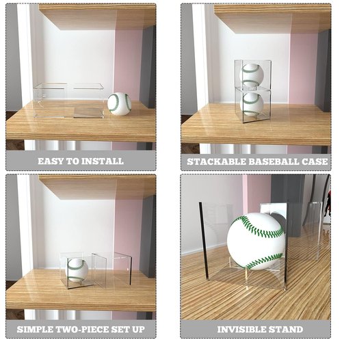 VOLEAAR 1PCS Baseball Display Case,UV Protected Acrylic Baseball Boxes,Clear Cube Autograph Memorabilia Ball Display Cases for Official Size Ball