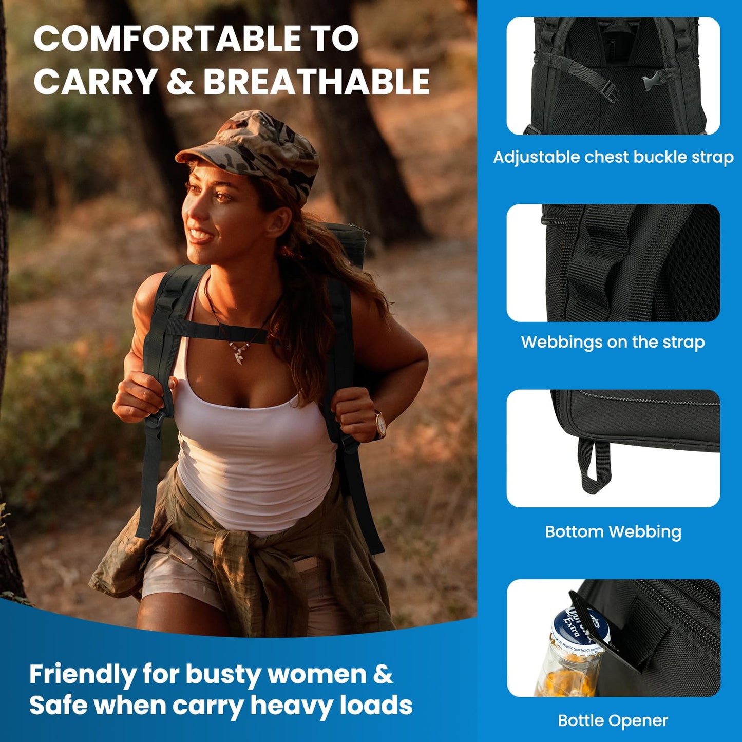 ADDIMOR Expandable Backpack Coolers Insulated Leak Proof - 36 Cans Double Deck Cooler Backpack Waterproof - Soft Lightweight Portable Cooler Bag for Beach Picnic Camping Men and Women (Black)