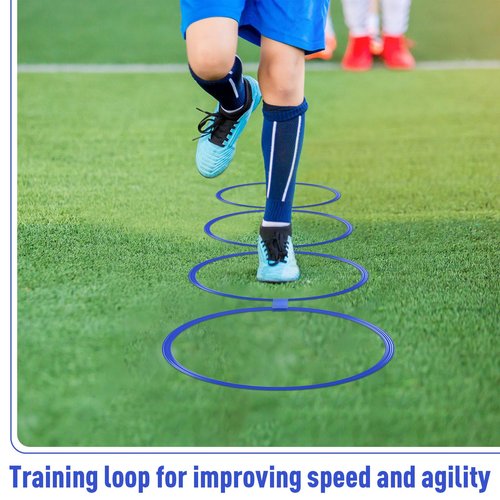 Shappy 50 Pcs Agility Rings with Storage Bags 15 Inch Agility Training Rings Hoop Exercise Ring Plastic Speed Rings Jumping Hoops for Sports Soccer Football Gymnastics Practice Games (Blue)