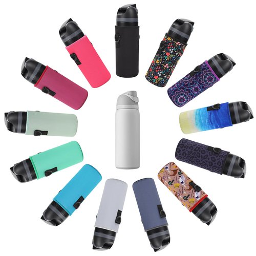 MEETI Neoprene Water Bottle Carrier Bag with Adjustable Shoulder Strap for Owala 24 OZ Tumbler, Insulated Water Bottle Cover for Owala FreeSip Insulated Water Bottle (Teal, 24 OZ)