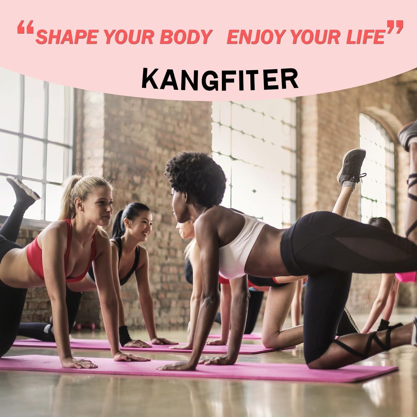 KANGFITER Non-Slip Fabric Resistance Bands for Working Out, Loop Exercise Bands for Booty Leg, Butt, Glute, Workout Bands with Tape Measure and Hair Ties for Home Gym Fitness, Yoga, Pilates