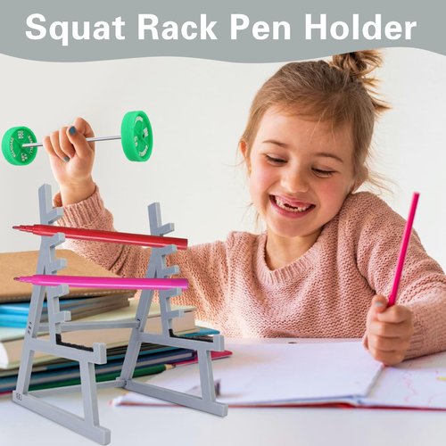 Dexspoeny Squat Rack Pen Holder,Fun Desk Accessories for Office,Funny Pen Holder for Men,Home Mini Weight Rack Pencil Holders for All Fitness