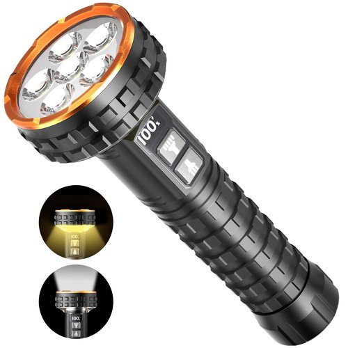 Yls Flashlight, 5000 Lumen LED Rechargeable Flashlight with Digital Display, 8 Modes & IPX4 Waterproof, Camping Light with Magnetic Base for Camping, Home, Emergency, Rescue, Hunting