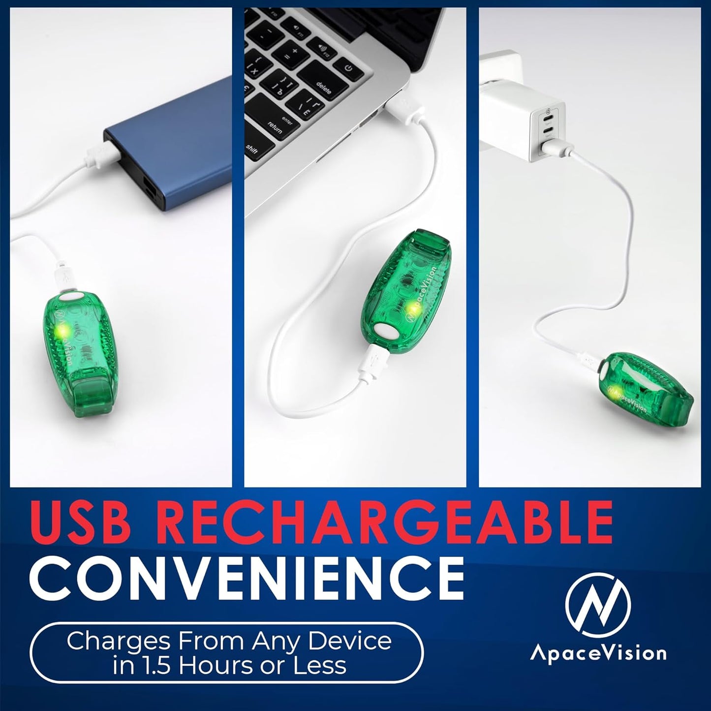 EverLightFX USB Rechargeable LED Safety Light (2 Pack) by Apace - Super Bright Bike Tail Light Works Brilliantly as Running Light for Joggers, Pets, Bicycle Strobe or Rear Clip On Lights