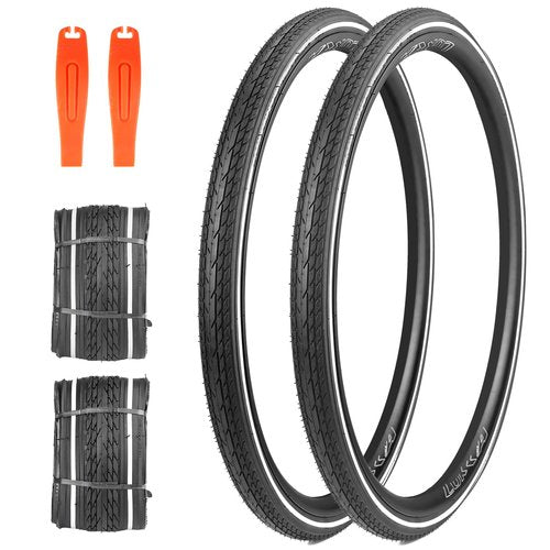 MEGHNA 700C Road Bike Tire with Reflective Strip Foldable 700 x 35C Tire for Road Racing Fast Rolling 37-622mm Replacement for Road Bike Fixed Gear Bike Hybrid Bike