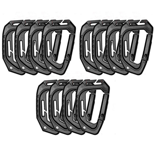 HOUSON 12PCS Tactical Carabiner Clip, Plastic Hard Polymer Carabiners D Shape Rings Keychain Buckle Light Weight Spring for Backpack Hanging Camping Outdoor Travel