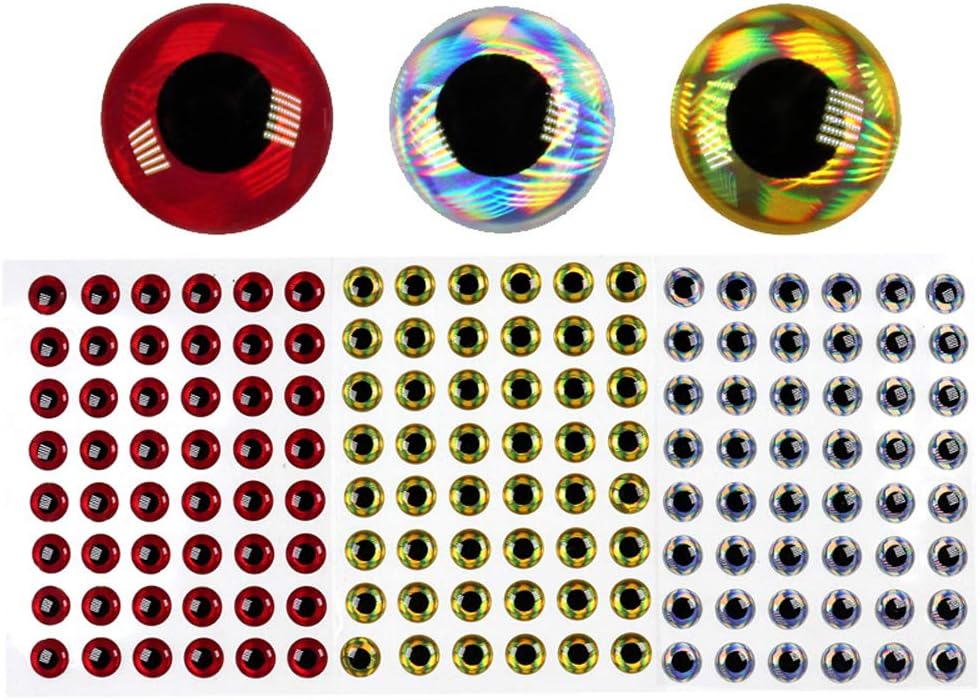wifreo 300PCS 3D Bionic Fish Eyes Fly Tying Material Lure Eyes 2mm 3mm 4mm 5mm 6mm 7mm 8mm 9mm 10mm