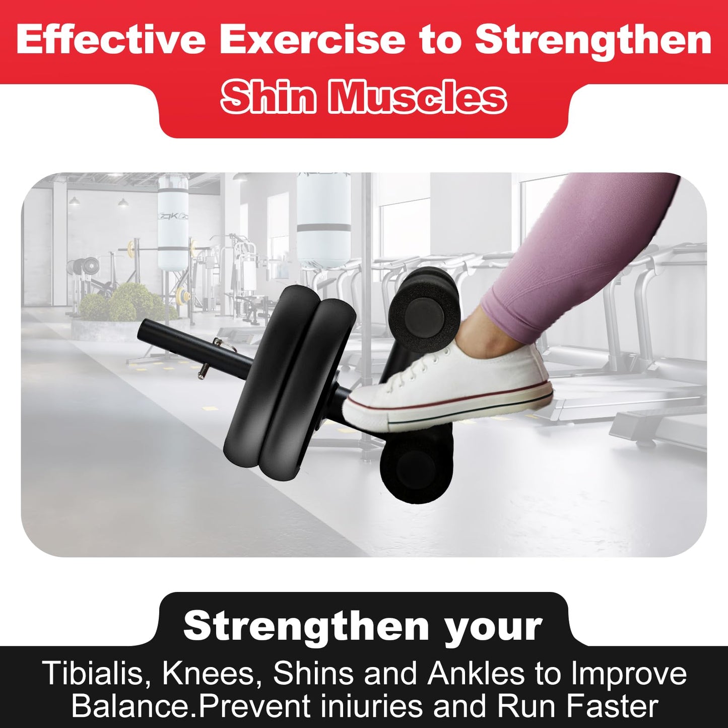 ANOSWXG Tib Bar, tibialis trainer, tibialis bar, Knees Over Toes Equipment for Strengthening Calves/Shins/Ankles, Fits 1" or 2" Olympic Weight Plates (Black)