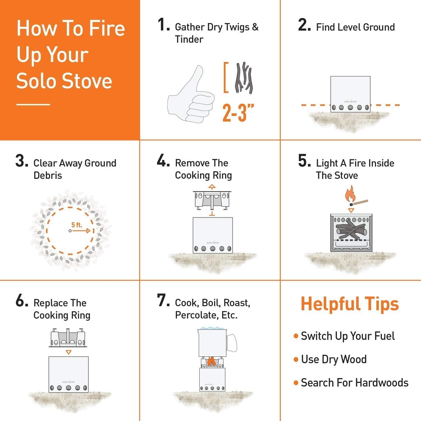 Solo Stove Campfire Portable Camping Stove - Compact Stainless Steel Wood Burner for Backpacking & Outdoor Cooking