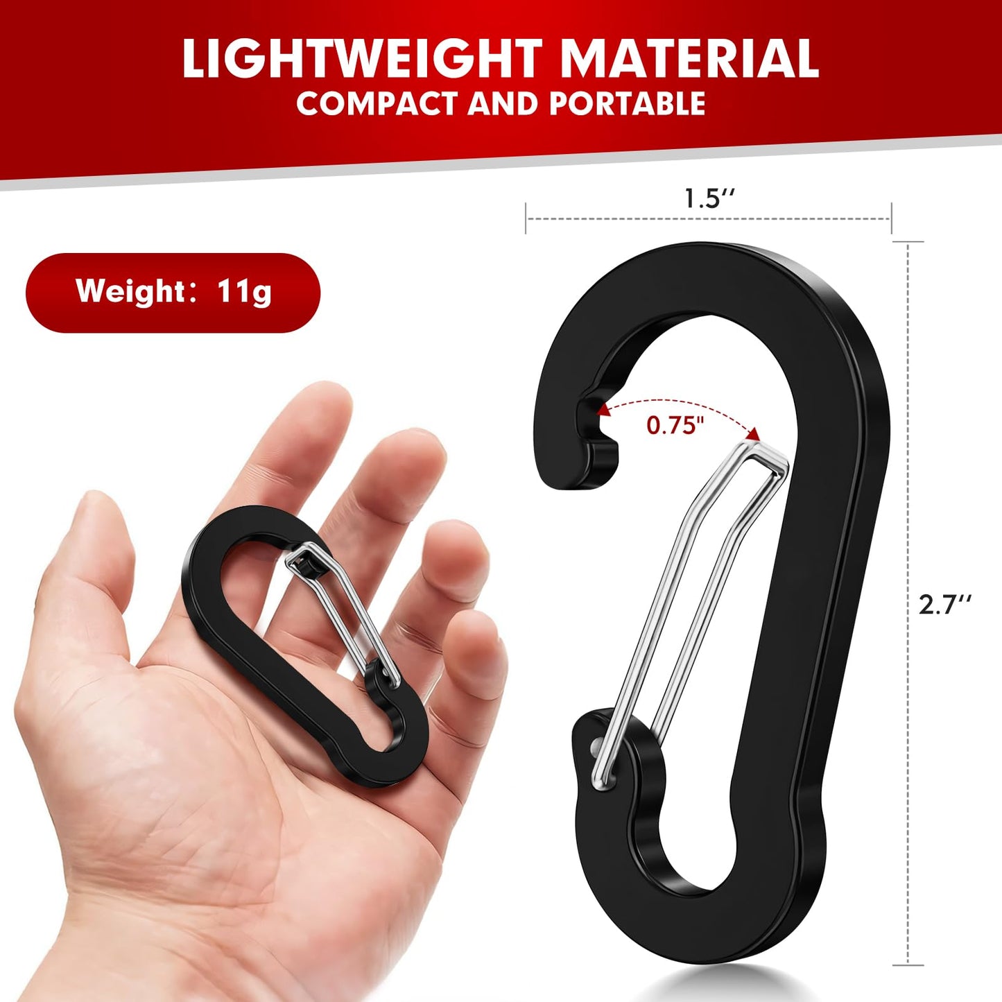 2.7'' Large Carabiner Clip,10 PCS Aluminum Lightweight and Durable Carabiner Clips for Keys, Fishing, Camping