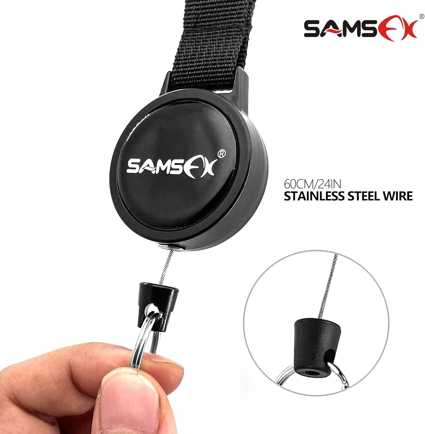 SAMSFX Fishing Heavy Duty Zinger Retractor for Outdoor Fly Fishing Tools Gear Keeper Built-in 24" Steel Cable, 2PCS in Pack