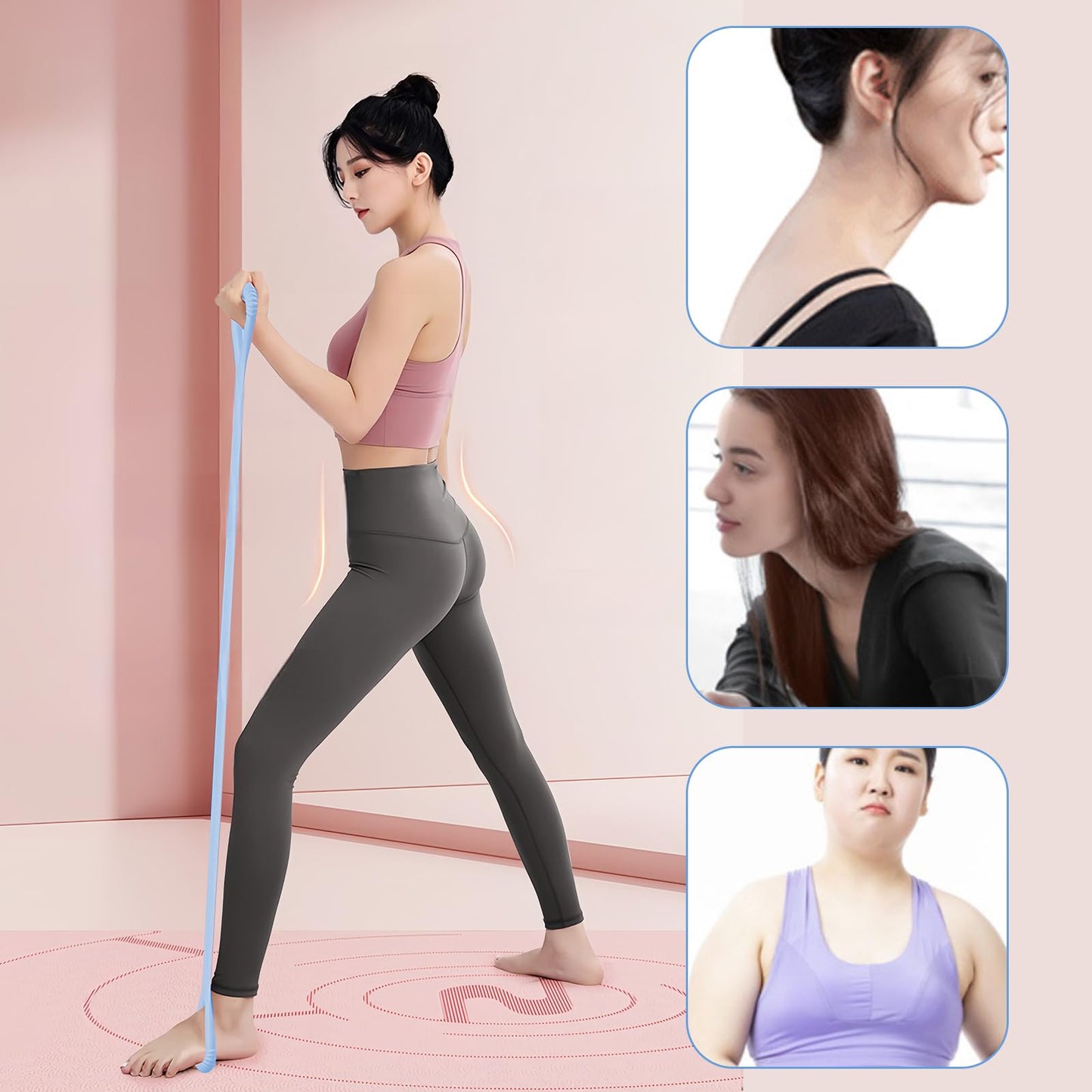 Adorila Figure 8 Resistance Band, for Men's and Women's Fitness, Portable Elastic Ropes for Yoga, Pilates（10LB Blue）