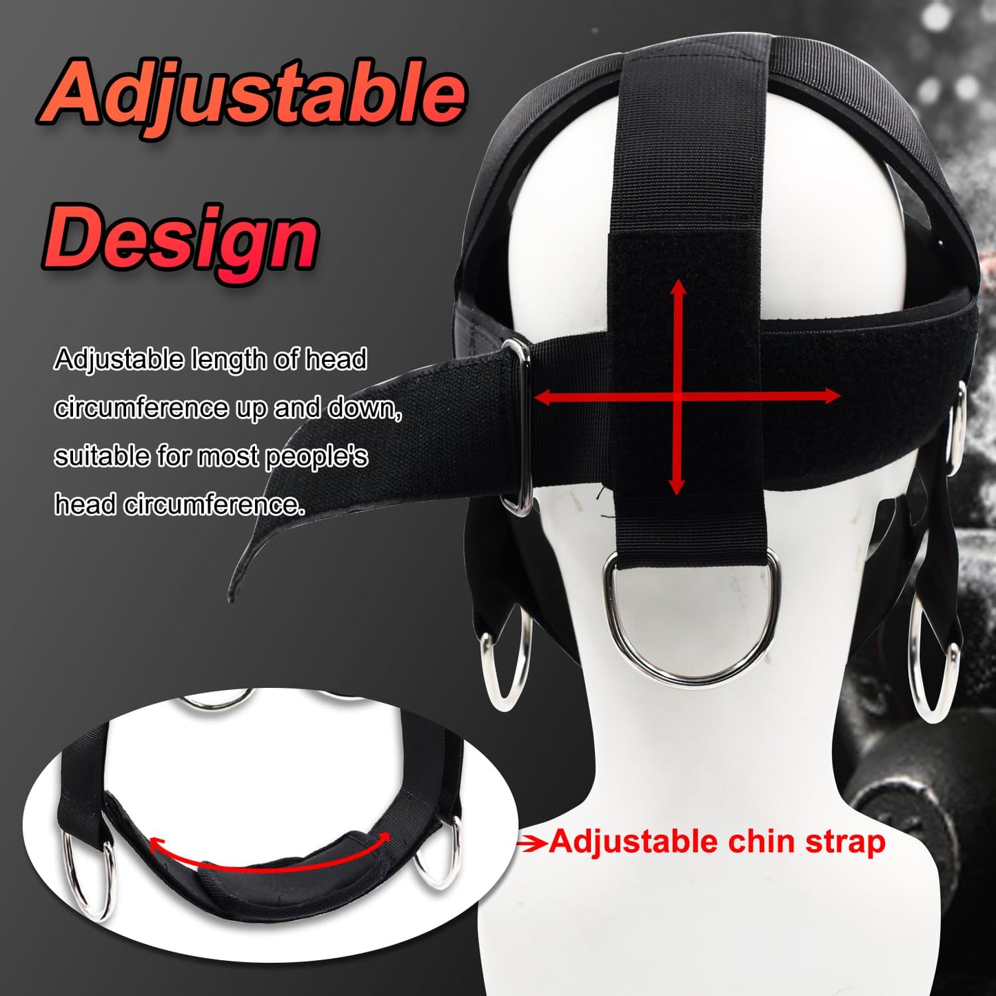 J Bryant Multifunctional Neck Head Harness Weight Lifting Training with Resistance Bands, Door Anchor and Chain, Full Range Muscle Workout