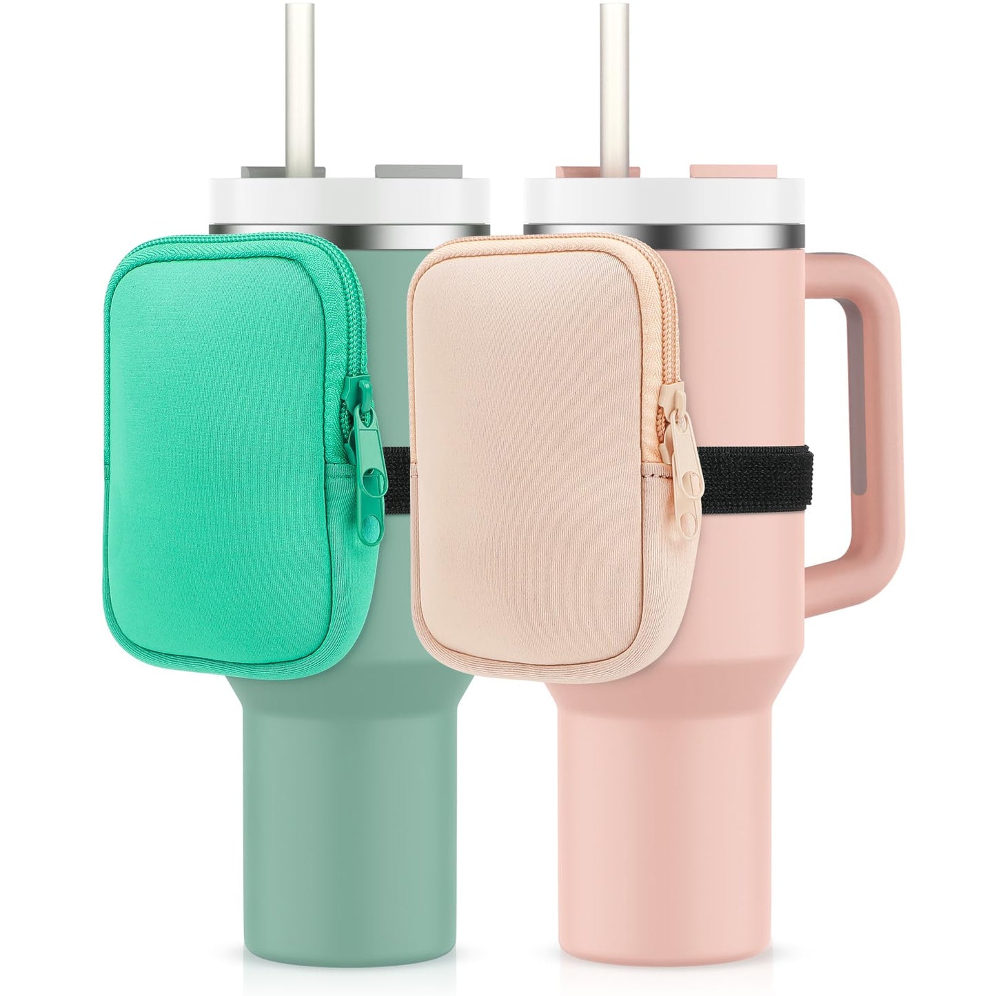 ORIHILL Akisola Water Bottle Pouch For Stanley Quencher Adventure 40oz & Stanley IceFlow 20oz 30oz, Gym Accessories For Women, Running Water Bottle Handheld Caddy Compatible With Tumbler (Seafoam)