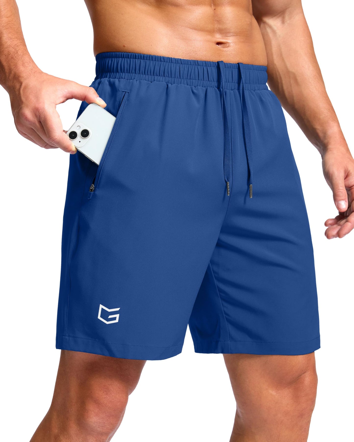 G Gradual Men's Athletic Running Shorts with Zipper Pockets Quick Dry 7"/ 5"/ 9" Workout Gym Shorts for Basketball Hiking(Royal Blue,7XXL)