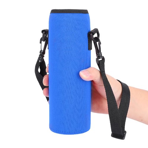 Naroote Water Bottle Holder with Strap, Blue, Sporty, Thermal Keeping Case for 1L Bottle, 7.5-9cm Diameter