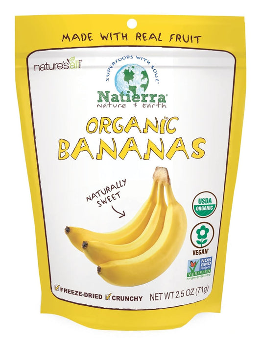 Natierra Nature's Organic Freeze-Dried Bananas | Gluten Free & Vegan | 2.5 Ounce (Pack of 3)