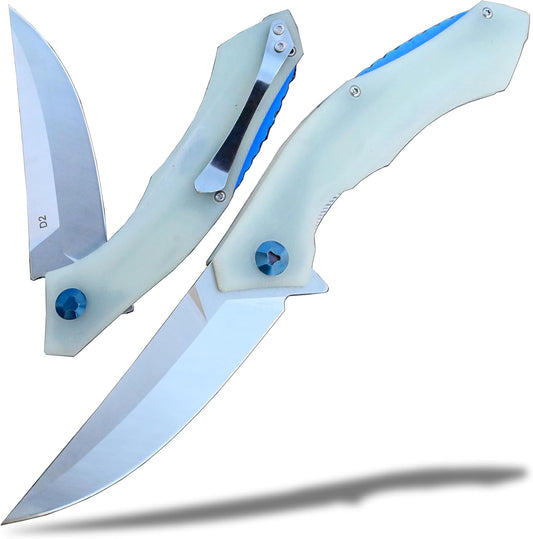 YAK & YETI Jade Color Folding Knife- Everyday Carry Knife for Men and Women - Indoor or Outdoor-Camping and Hunting knife-D2 steel Blade knives