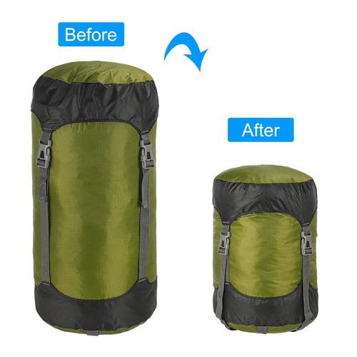 PATIKIL Compression Stuff Sack, 8L S Size Waterproof Sleeping Bag Storage Sack Portable Compression Bag for Backpacking Camping, Dark Green