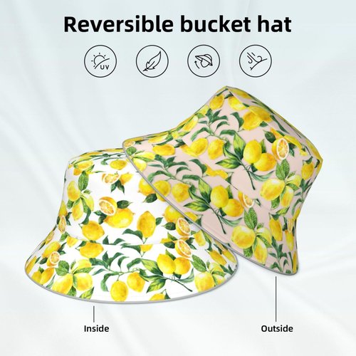 Siarnew Unisex Fashion Bucket Hat for Women Men, Summer Outdoor Sun UV Protection Casual Fisherman Cap Lemon