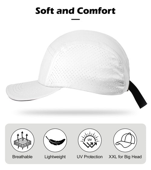 XL XXL Hat Mens Big Head, Performance Golf Hat for Men Women Water-Resistant Sun Hat Adjustable Summer Sport Cap Outwork White