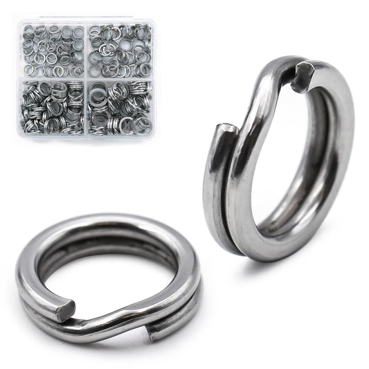 FishTrip Split Rings Fishing 50Pcs - Stainless Steel Heavy Duty Split Ring Pliers Saltwater Treble Hooks Terminal Tackle Connector (Size 4)