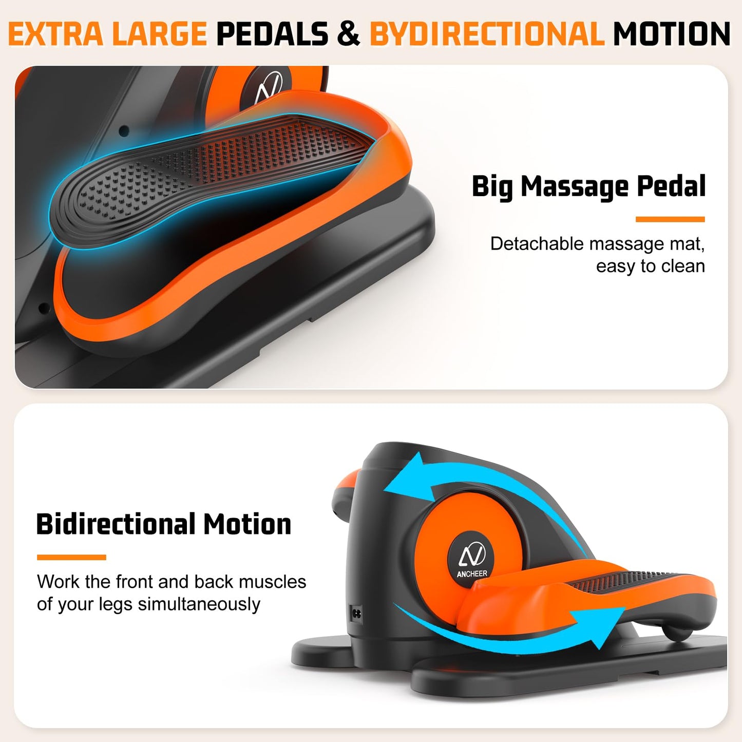 ANCHEER Under Desk Elliptical, Electric Ellipse Leg Exerciser with 12 Adjustable Resistance & Speeds, P1-P12 Modes, Quiet Seated Pedal Exerciser with Remote Control, 100% Pre-assembled for Home Office