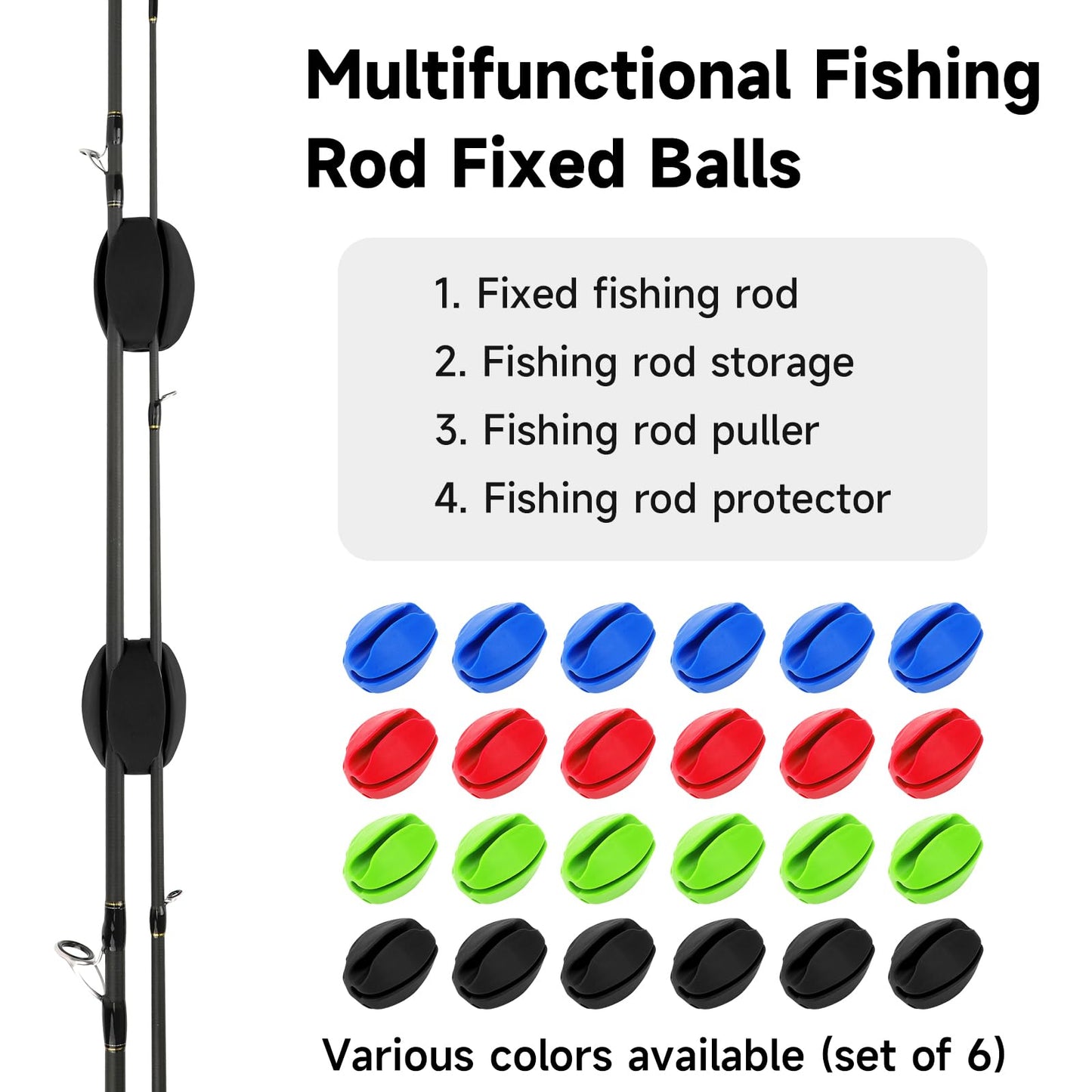 SAN LIKE Fishing Rod Racks 6PCS Portable Rod Puller Protector, Nice Fishing Gifts for Men Women, Black
