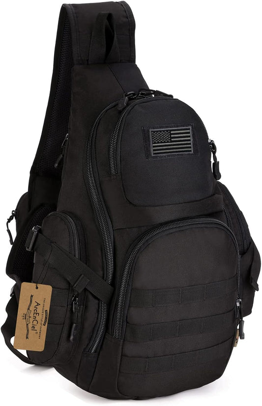 ArcEnCiel Tactical Sling Pack Military Molle Chest Crossbody Shoulder Bags with Patch