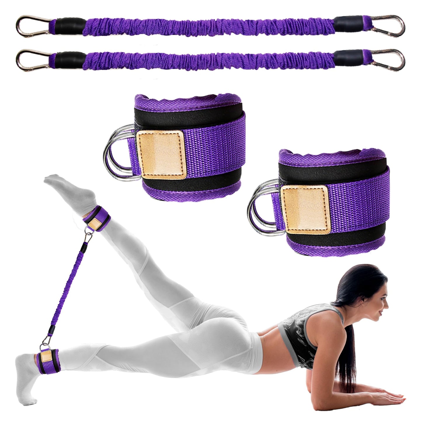 Ankle Resistance Bands with Cuffs Leg Strength Bands for Women Glutes Hip Building Exercise Bands for Working Out Fitness Yoga Martial Arts Ankle Straps for Butt Lift Exercise Equipment