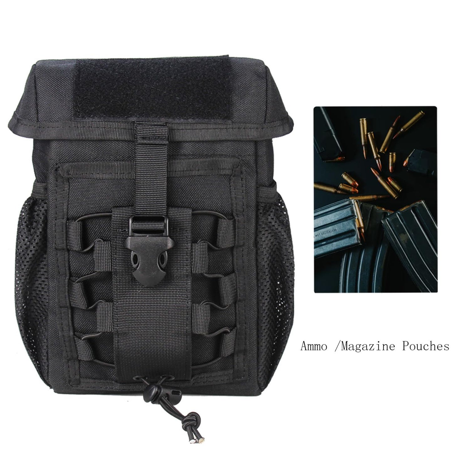 Generic Tactical Compact EDC Bag with Phone & Water Bottle Holder - Multifunctional Molle Pouches for Tools and Sundries（Black）