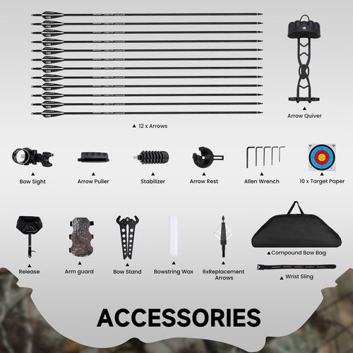 MOTION ZEUS Lightweight Compound Bow Package Fully Adjustable for Adults and Teens,23.5"-31" Draw Length,0-70LBS Draw Weight,Up to 320 FPS,Limbs Made in USA,Hunting Bow Archery Set